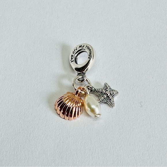 Pandora fresh cultured white pearl, starfish & sea shell charm /pandora bracelet - Picture 7 of 8